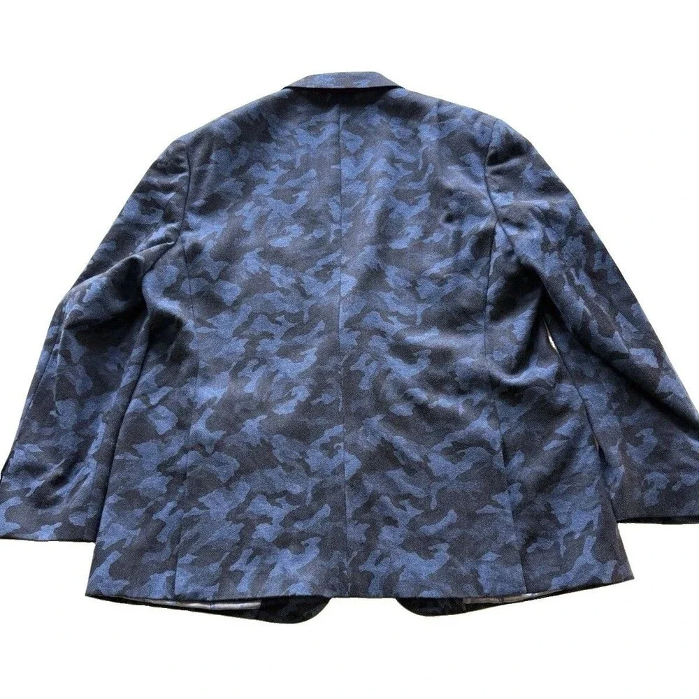 Robert Graham 44-46 Blue Camouflage Wool & Cashmere Blend Flannel Blazer 24X30